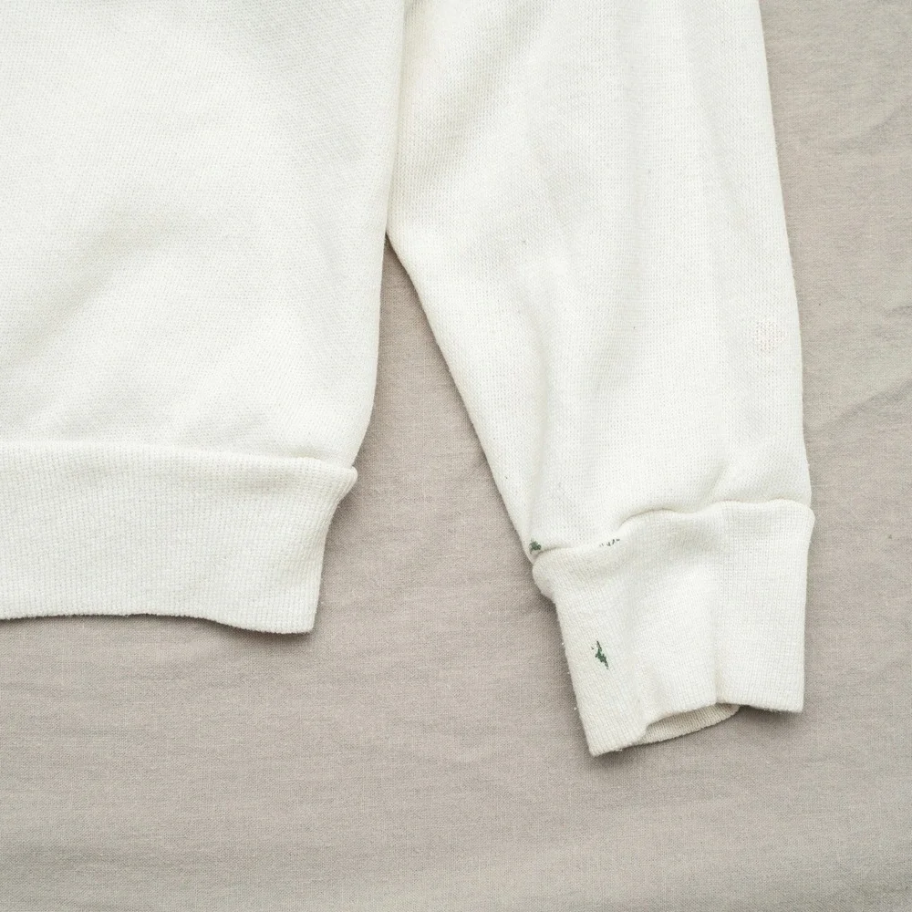 Vintage 70s 80s White Raglan NAU Hoodie Adult Medium Sewn Letters‎ Artex